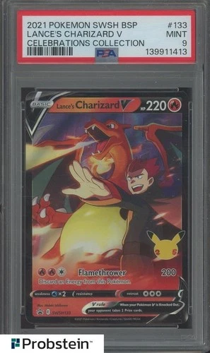 #2 2021 Pokemon SWSH BSP Celebrations Collection #133 Lance's Charizard V PSA 9