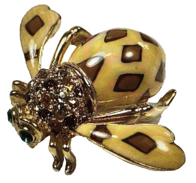 Vintage JOAN RIVERS 'Joan of the Jungle' Enamel & Crystal Bee Pin Brooch
