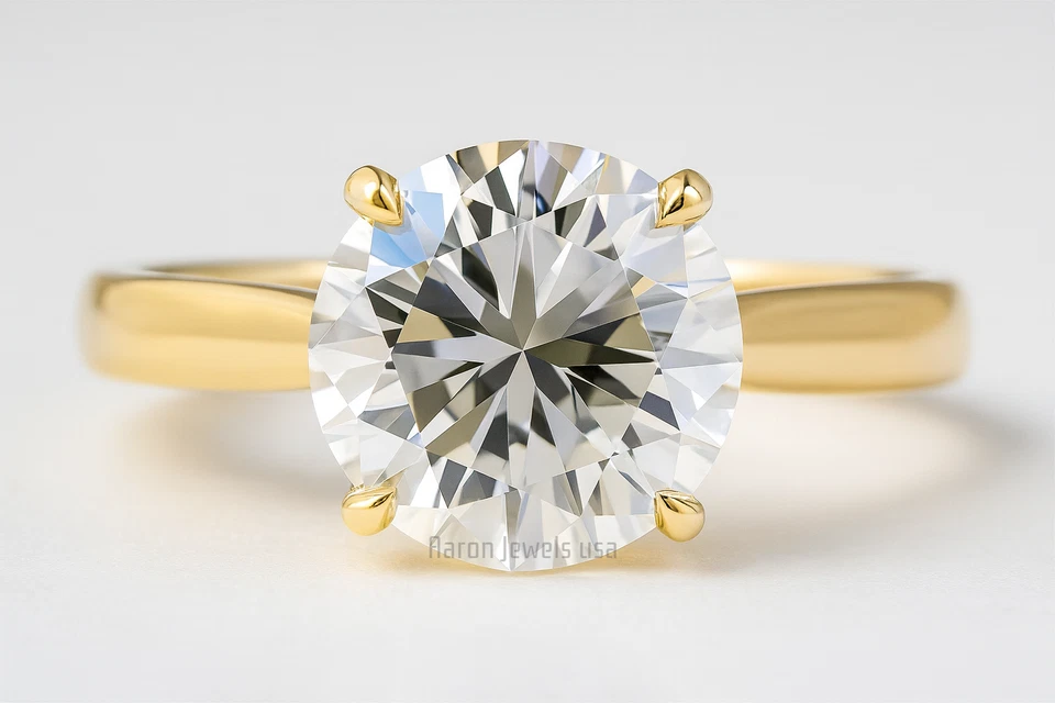 IGI Certified 4.00Ct F VS1 Round Cut Lab Grown Diamond Ring | 14K Yellow Gold - Image 3 of 4