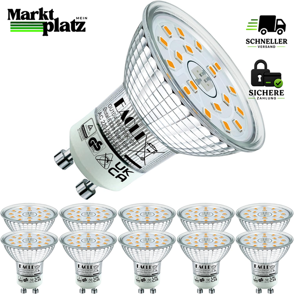 GU10 LED Leuchtmittel Warmweiß 4,9W 10Er-Pack 515 Lumen 2700K 10 StüCk-image