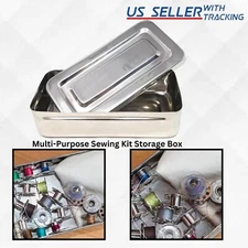 Stainless Mini Sewing Kit Travel Set Measure Scissor Thread Needle Storage Box