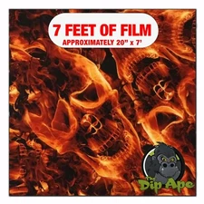 Hydrographic film Large Red Flaming Skulls hydro dipping 7' x 20" hydro dip