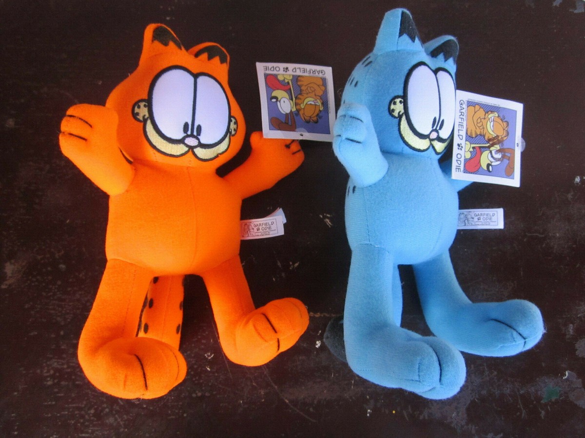 2 GARFIELD & ODIE Plush Fluorescent Orange and Blue Toy Factory