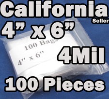 4Mil 100 Reclosable 4" x 6" Zip Bags Clear Poly Plastic Lock able 10 x 15cm 4 Mi