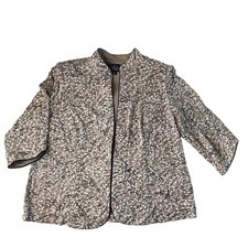 Alex Evenings Jacket Women 2X Beige Holiday Elegant Floral Print Made In USA