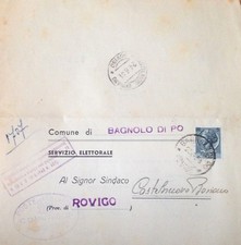 § SERVIZIO ELETTORALE CASTELNUOVO BARIANO, ROMA 1954 -  Richiesta di certificato