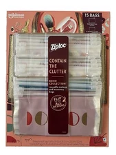 Ziploc Boho Makeup And Accessory Bags, 15 Organizer Semi Transparent Bags