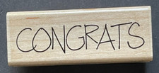 Congrats All Caps Word Phrase Greeting Special Occasion Wood Rubber Stamp