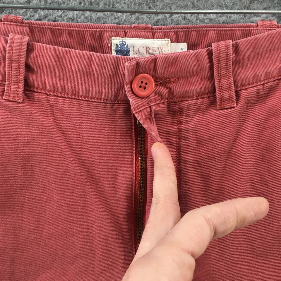 J.Crew Chino 短裤男式 30(实际 30x8.5)红色棉低腰拉链门襟休闲 — 第 3/4 张图片
