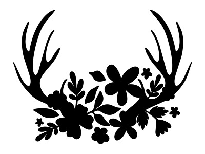 Floral Antlers Rustic Deer Flowers Christmas Holiday Décor Vinyl Decal Sticker