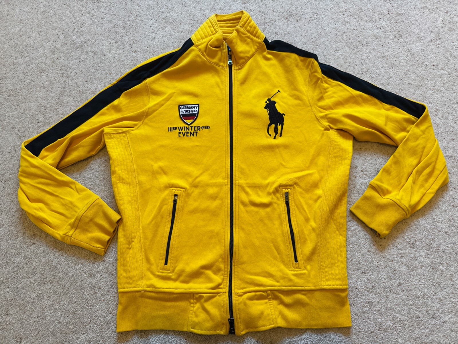Polo Ralph Lauren Track Jacket Uomo Piccolo Giallo Big Pony Germania Evento Invernale