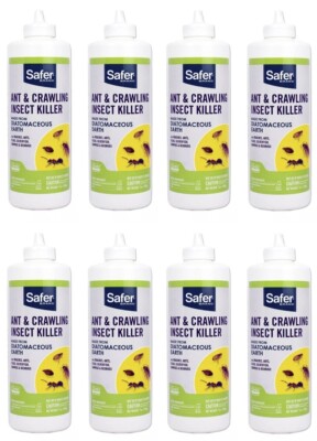 Safer SH5168 7 oz Diatomaceous Earth Ant Crawling Insect Bed Bug Killer - 8 Pack