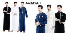 Men  s Arabic Long Sleeve Thobe Kaftan Classic Pure Color Robe for Weddings,EID