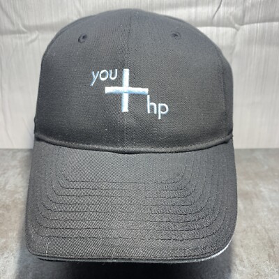 Hewlett Packard Hat Mens Cap All Black / Blue Strapback You+ HP Vintage H23