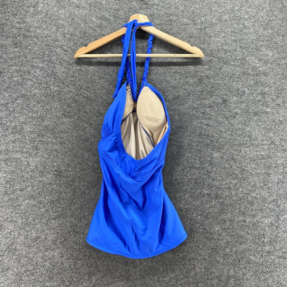 Camiseta Tankini Liz Lange Mujer M Mediana Azul Halter Cuello Sin Mangas Forrada Push Up Foto 2 de 4