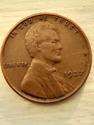 1937 P Lincoln Wheat Penny Vintage Red Brown Multi Extra V Strike Through Errors