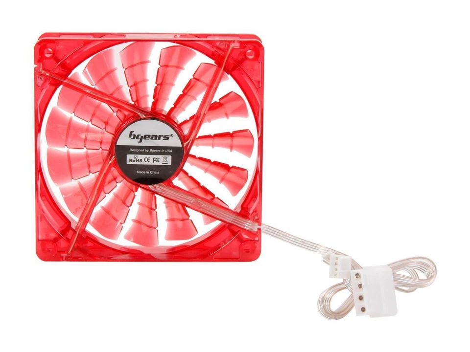 Bgears b-PWM 120 Translucent Red with Red LEDs, 15 Blades 2 Ball Bearing PWM fan - Image 4 of 4