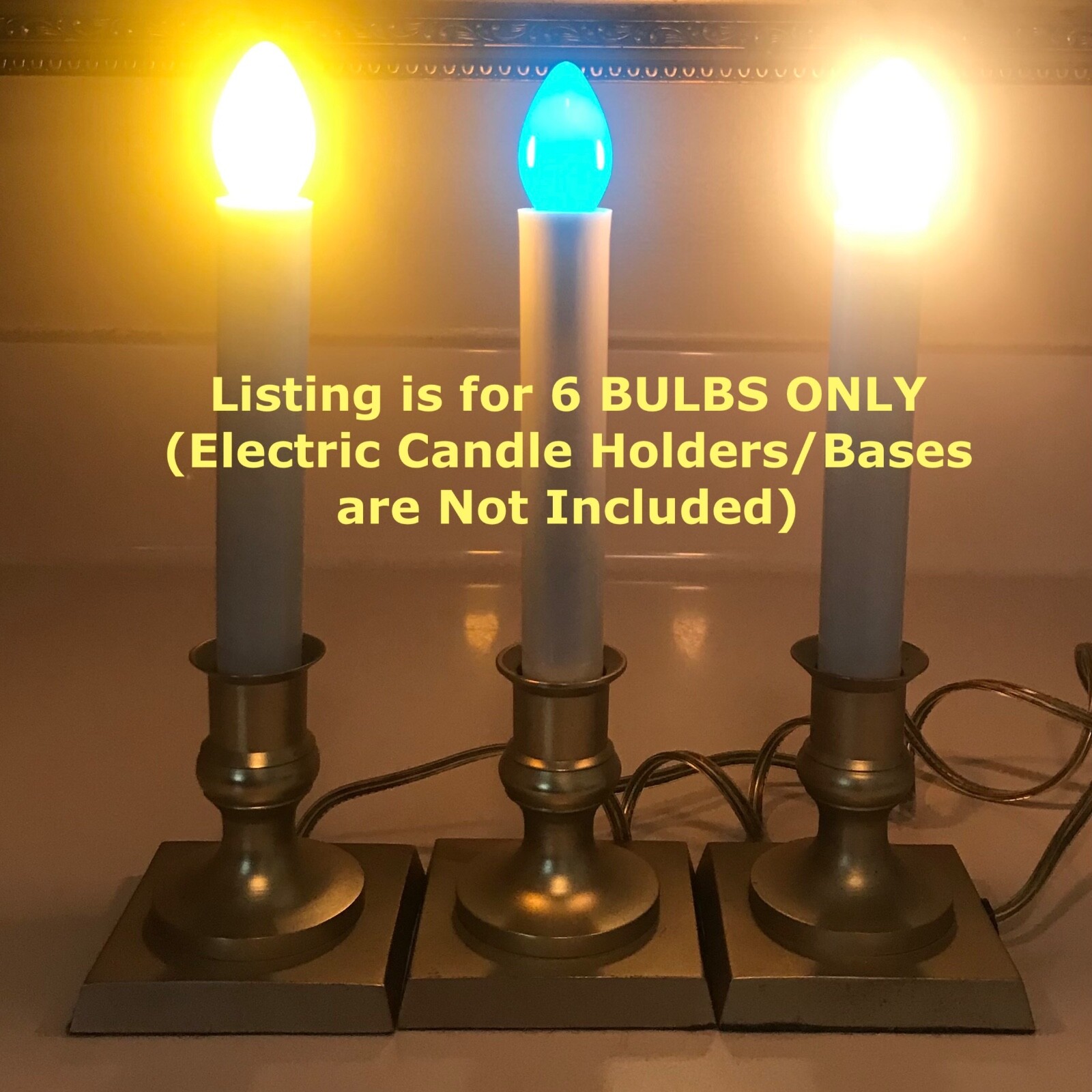 6 Small Light Bulbs (2 Yellow/2 Blue/2 White) - DECORATE for Springtime/Easter!