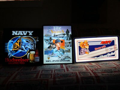 NEW VTG MILLER LITE BEER U.S. NAVY SHIP SAILOR IN MOTION USN BAR LIGHT PUB SIGN