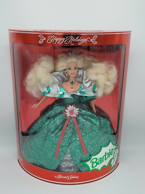 Vintage 1995 Happy Holidays Special Edition Barbie Christmas Green Dress |  eBay
