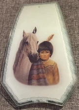 OK LIGHTING TOUCH LAMP REPLACEMENT (6) GLASS PANELS Indian/Horse NEW