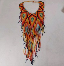 Beaded Cascade Necklace Waterfall Multi Coloured Handmade Bib Necklace Statement