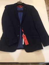Boys Elie Balleh Dark Blue With Royal Blue Check Blazer, Size 14