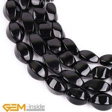 8x16mm Black Agate Onyx Natural Twist Gemstone Loose Beads Jewellery Making 15"