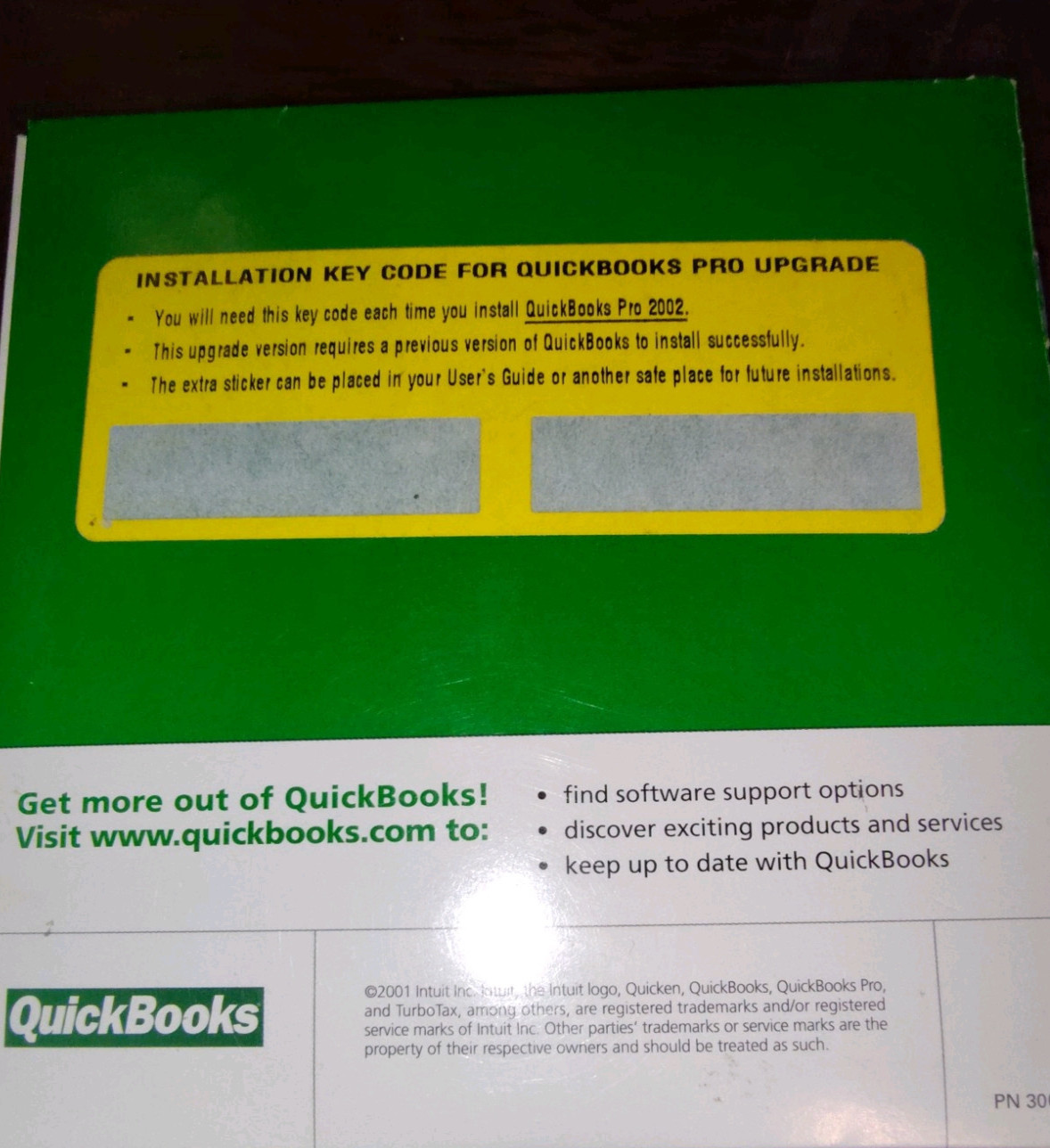 2002 QuickBooks Pro for Small Business Intuit Software with KEY / CODE