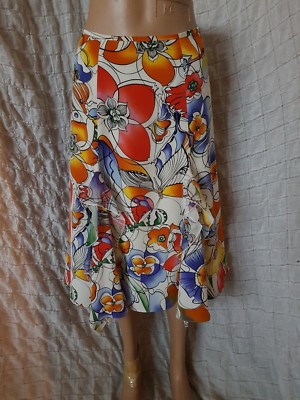 Vintage 70/80er Jahre ESCADA Tropical Floral 100% Seide Rüschen Rock Gr. 36