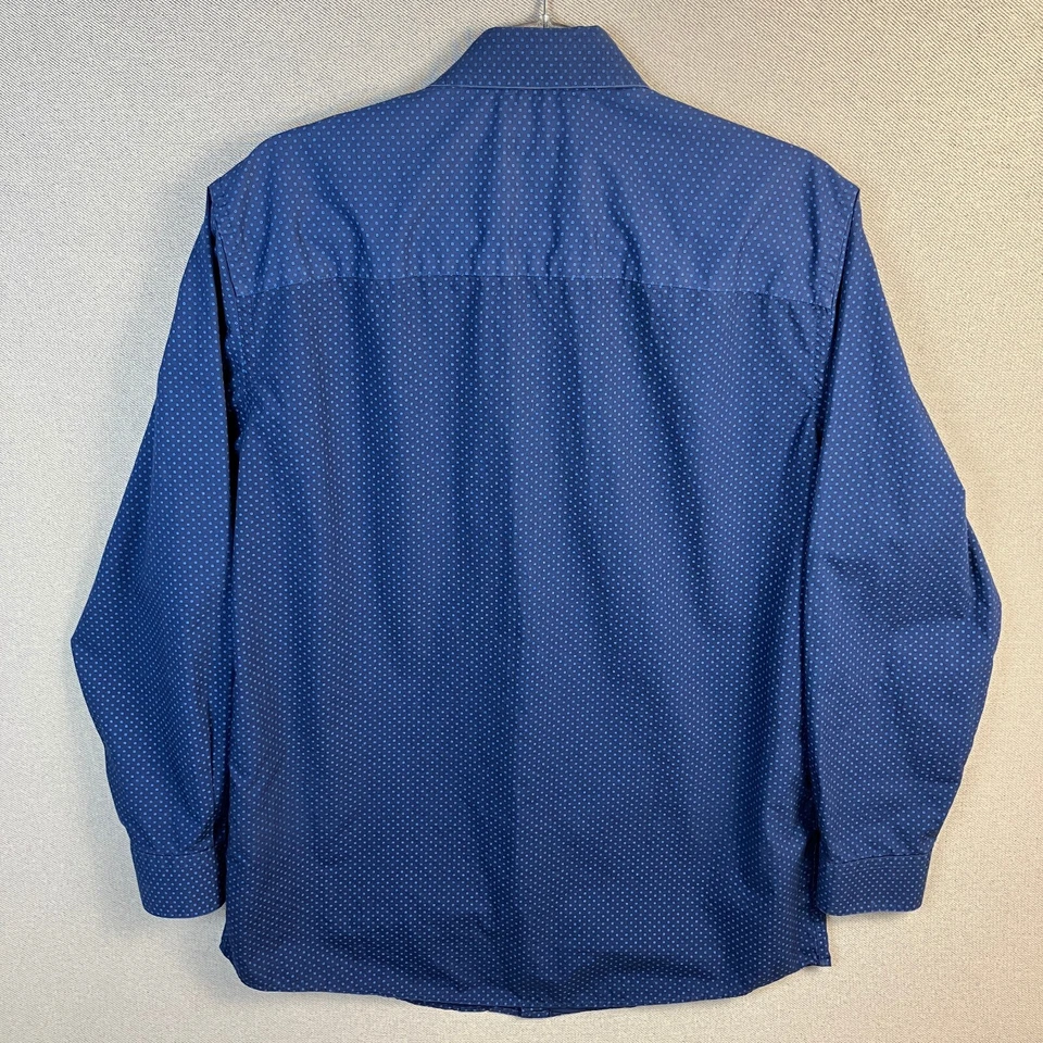 Camisa Kenneth Cole Reaction Para Hombre Calce Ajustado Manga Larga Talla M Azul Sin Hierro Foto 2 de 4