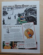 1939 magazine ad for Shell gasoline - Crack Down on Traffic Boners! no Stop n'Go
