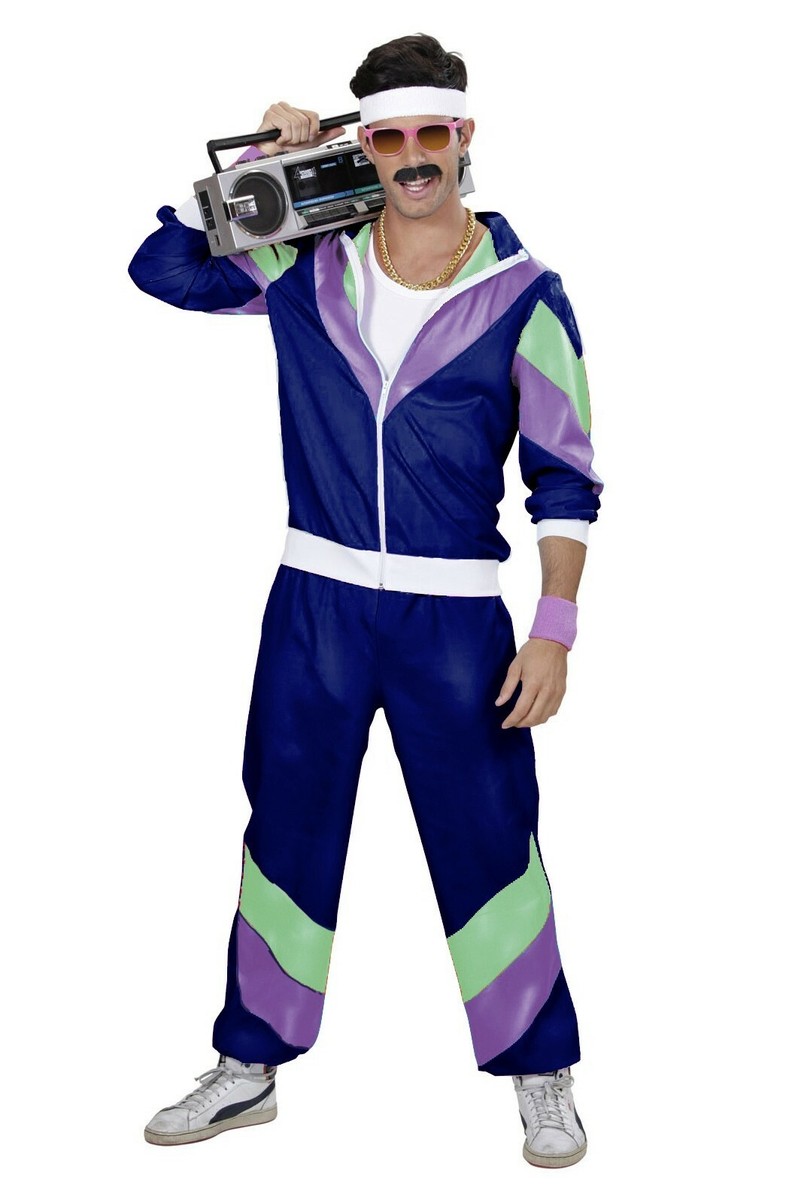 Tuta Uomo Anni '80 Shell Suit Blu - Costume Festa A Tema 1980s