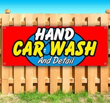 HAND CAR WASH DETAIL CLEARANCE BANNER Advertising Vinyl Flag Sign Many Sizes