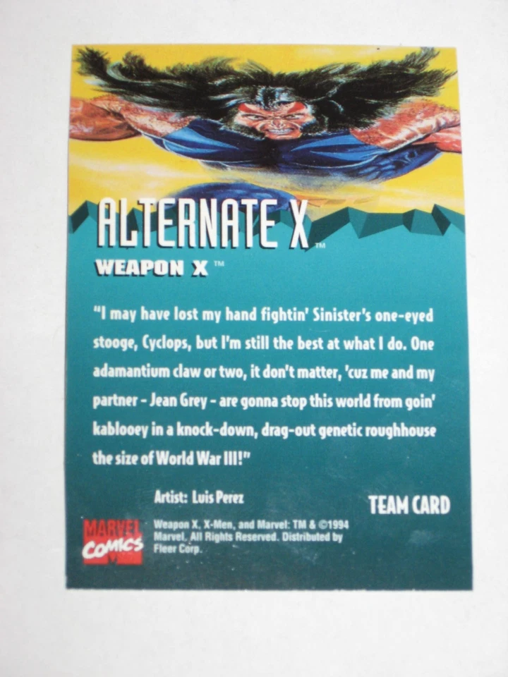 1995 FLEER ULTRA X-MEN WOLVERINE WEAPON X PROMO CARD RARE ALTERNATE X - Image 4 of 4
