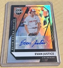 Evan Justice RC 2021 Panini Elite Extra Edition Baseball Base Rookie Card Auto