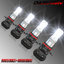 9005 9006 LED Headlights Kit Combo Bulbs 6500K High/Low Beam Super White Bright