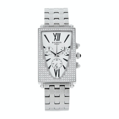 BALMAIN B54053312 Silver Diamond Embellished Chronograph Swiss Watch