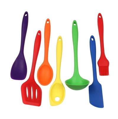Chef Craft 7 Piece Premium Silicone Kitchen Tool and Utensil Set - 11 Colors