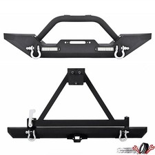 Steel Front Rear Bumper W Tire Carrier D-rings For Jeep Wrangler Tj Yj 87-06