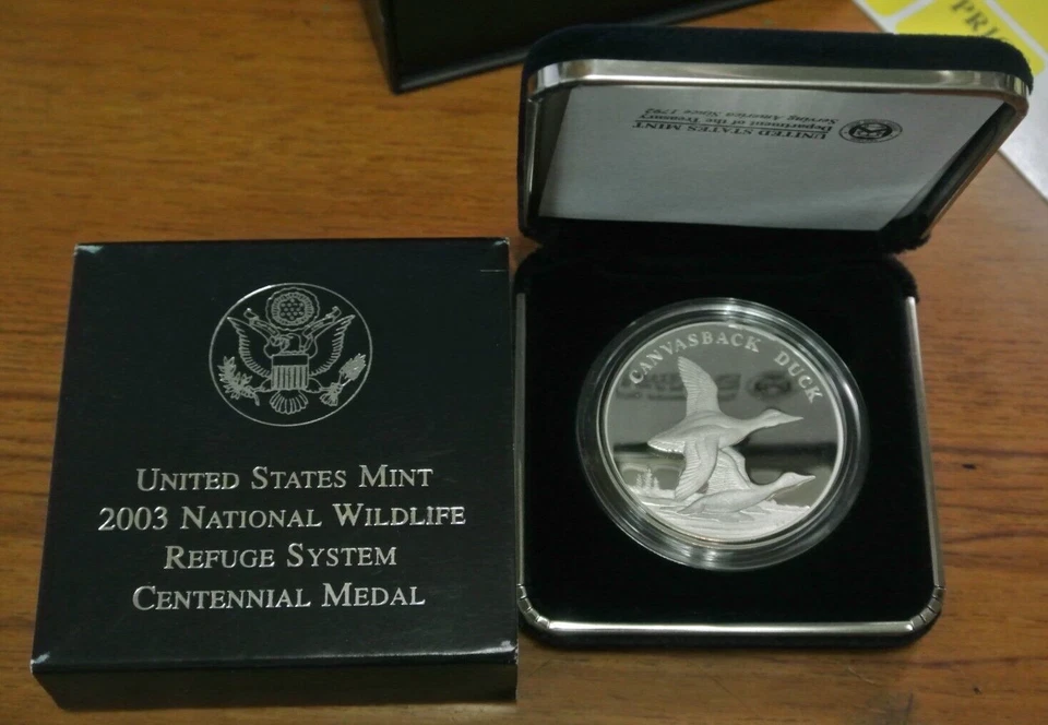 2003 Silver National Wildlife Refuge System Medal: CANVASSBACK Duck (Proof) - Image 2 of 4