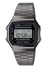 Casio A168WGG-1A Retro Illuminator Mens Digital Watch A-168 Gray Ion Plated New