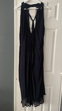 NEW NEXT Plus Size 22 Navy Chiffon Dress Sleeveless Evening Party Long Neck Tie