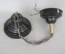 Restored Vintage Schoolhouse Hanging Lamp Fixture w/ 6" Shade Holder FX377