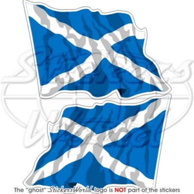 Schottland Schottisch UK Andreaskreuz Hellblau Wehende Flagge 75mm Aufkleber x2