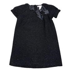 Janie and Jack Black Tweed Knit Dress with Bow   Girls Size 3T Metallic Sparkle