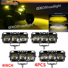 4x 4'' LED Work Light Bar Spot Flood Pods Off Road Truck Fog Lights Yellow White
