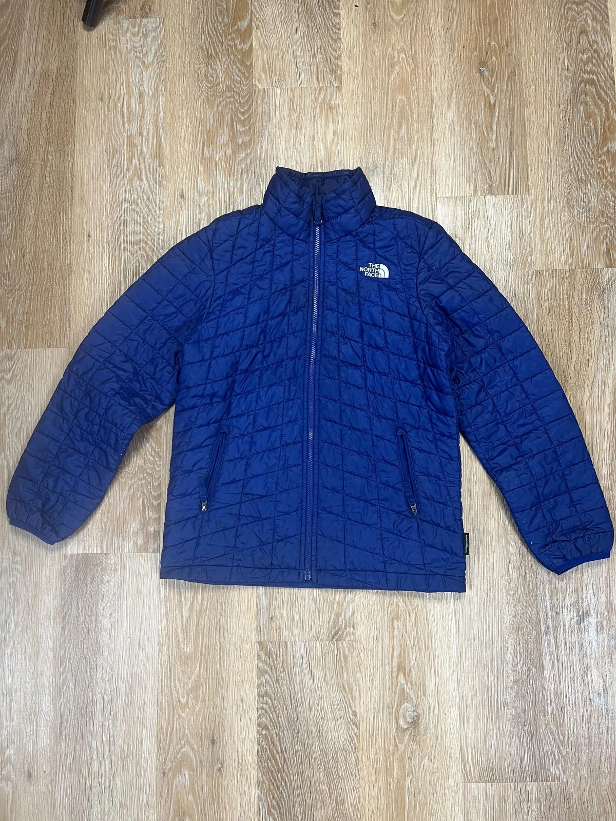 North Face Jacket Boys Large Blue Nano Puffer Quilted Full Zip 14 16