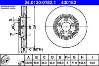 2X Ate Bremsscheibe 24.0130-0182.1 FüR Jaguar Xj X358 X200 X350 Type 2