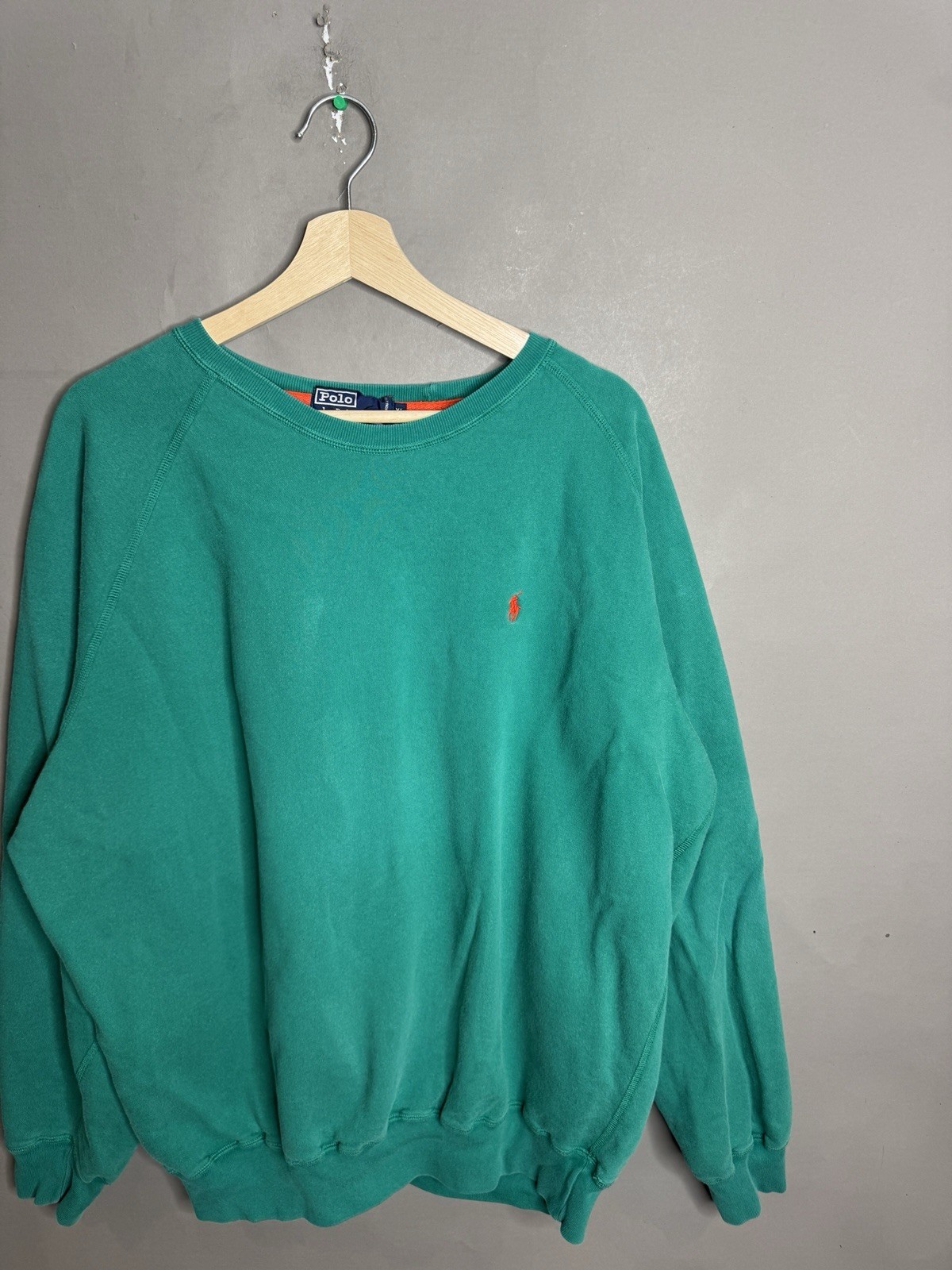 Polo Ralph Lauren verde con pony rosso essenziale felpa manica lunga taglia XL